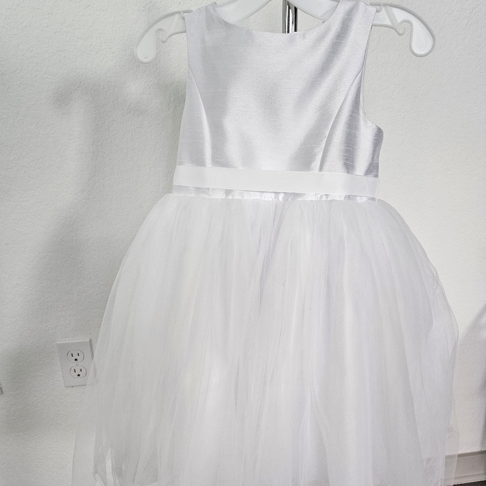 David's Bridal flower girl dress with tulle and ribbon waist